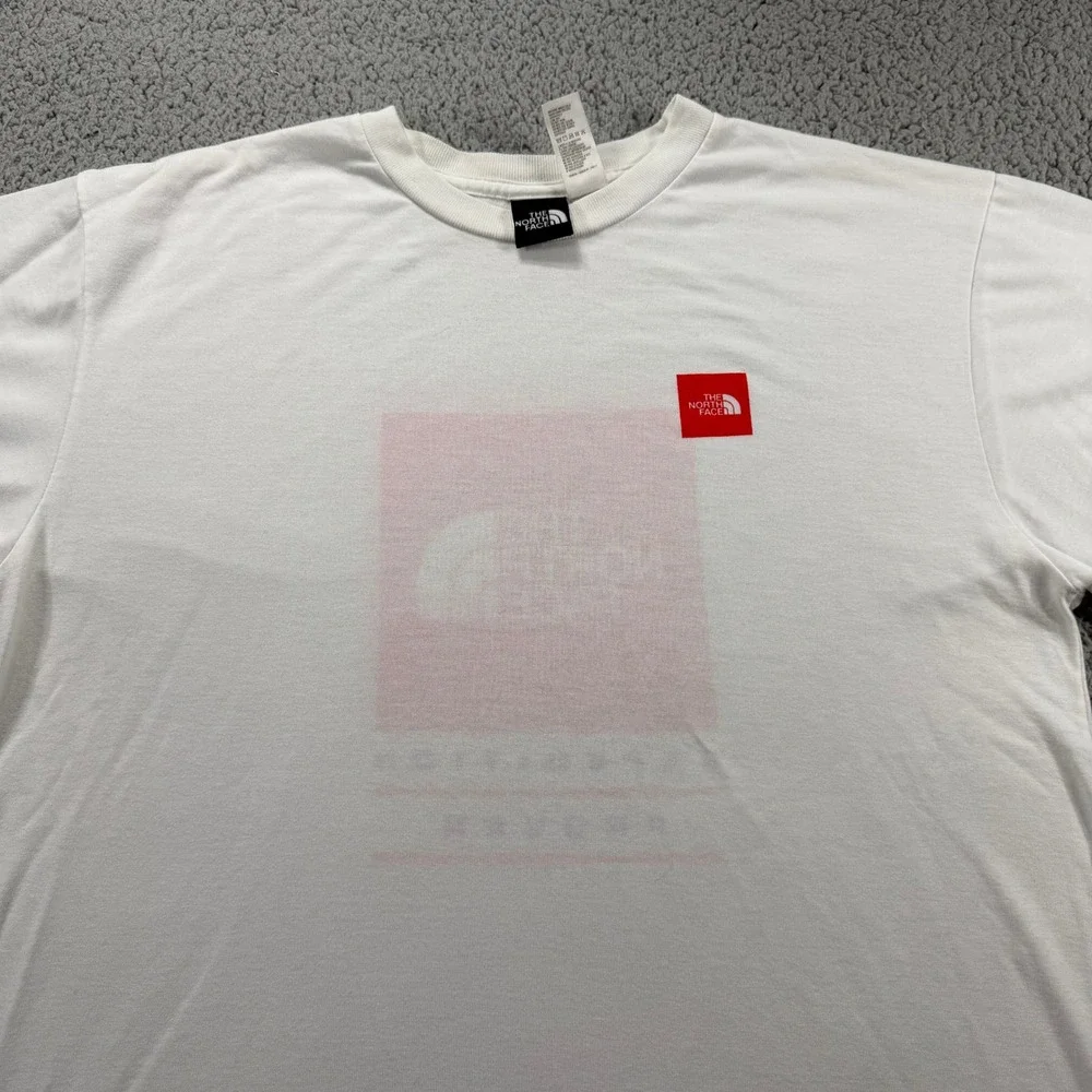 The North Face Mens White Expedition Proven Red Box Logo T-Shirt Medium USA